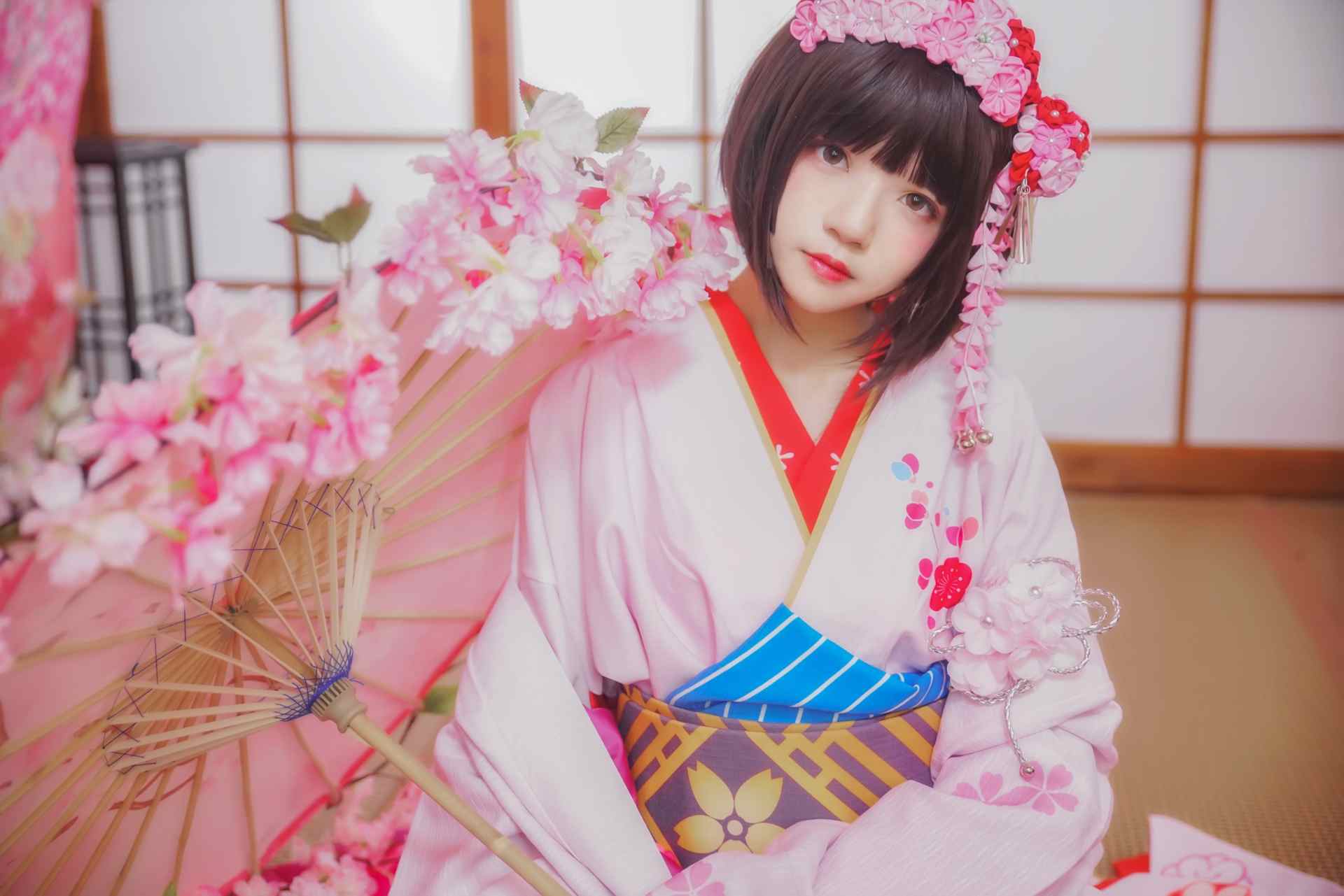桜桃喵加藤惠 和服