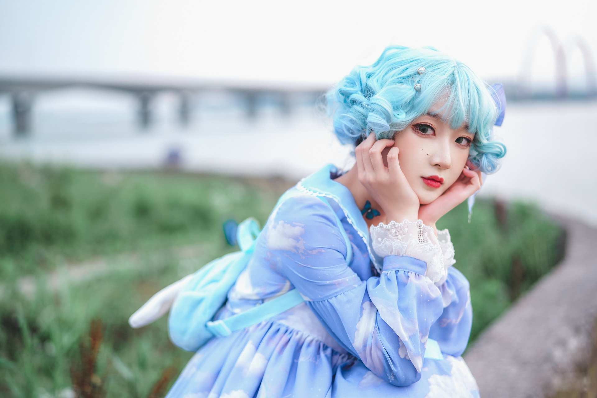 NO.015阿包也是兔娘lolita蓝裙图片欣赏【9P】-可宝主