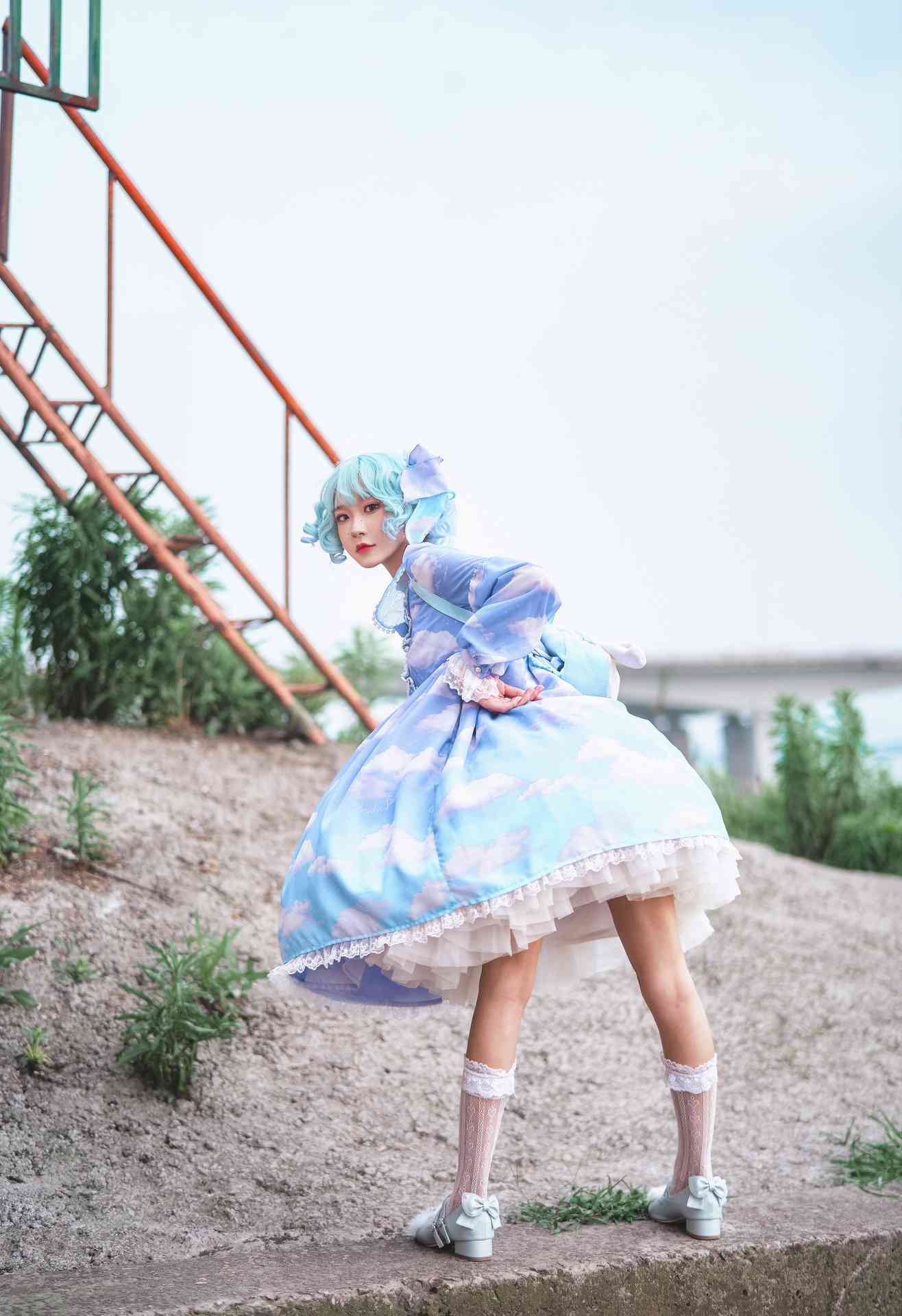 阿包也是兔娘lolita蓝裙