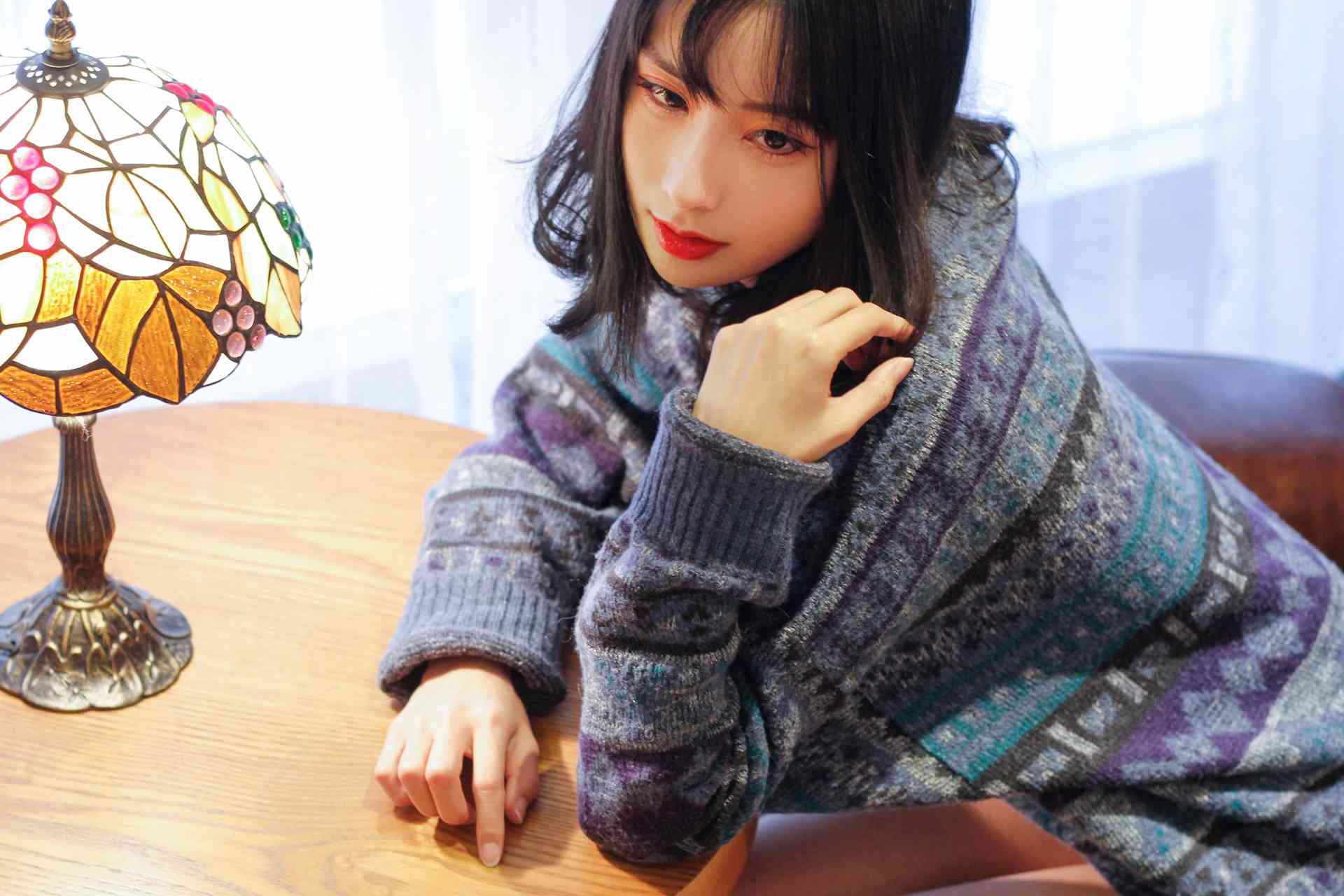 NO.006AAAyu阿玉蓝色复古毛衣【14P】-玩图志